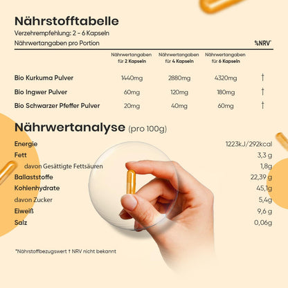 BIO Kurkuma Kapseln - Schwarzer Pfeffer & Ingwer mit Curcumin - Kurkuma und Ingwer Pulver - 180 Kapseln - Vegan - WeightWorld