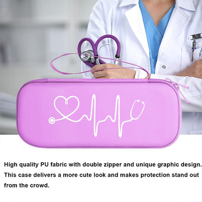 BOVKE Stethoskop Tasche für 3M Littmann Classic III, Lightweight II S.E, Kardiologie IV, MDF Acoustica Lightweight Stethoskope - Extra Tasche passend für Schwesternzubehör für die, Weiß Rosegold