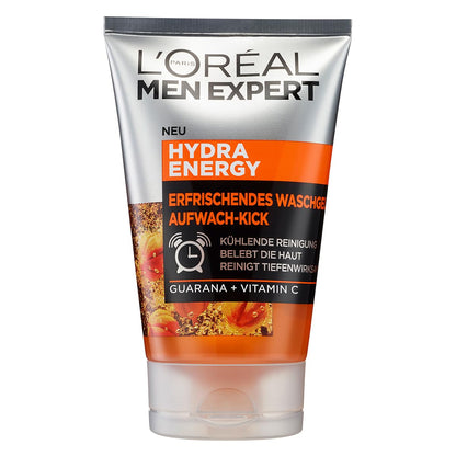 L'Oréal Men Expert Pflegeset gegen müde Haut für Männer, Geschenkset mit Waschgel und Gesichtscreme 24H Anti-Müdigkeit, Geschenke für Herren mit Vitamin C, Hydra Energy, 1 x 100 ml, 1 x 50 ml