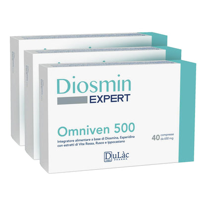 DuLàc, Diosmin Expert Omniven 500, Dietary Supplement with Diosmin and Hesperidin, for Heavy and Swollen Legs, Promotes Microcirculation, Made in Italy, 80 Tablets