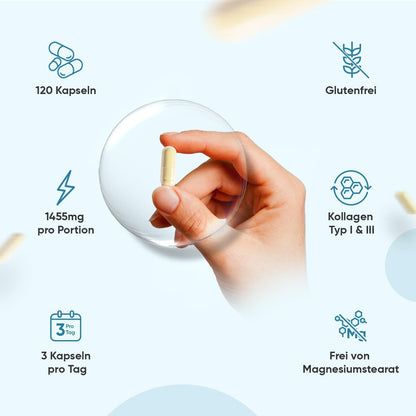 WeightWorld Collagen Complex Capsules with Hyaluronic Acid, Vitamin C, CoQ10 and Zinc, 1200 mg, Hydrolised Marine Collagen, 120 Capsules, for Skin, Hair, Bones, Joints, Laboratory Tested