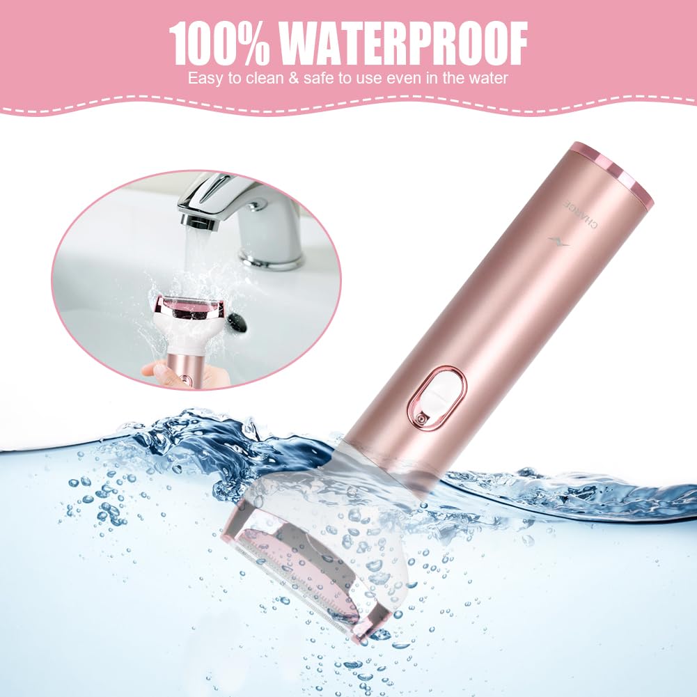 ACWOO Electric Shaver for Women, 4-in-1 Electric Women's Razor, Painless Intimate Shaver for Women, Hair Trimmer for Face, Nose, Armpits, Intimate Area, Bikini Area, USB Charging