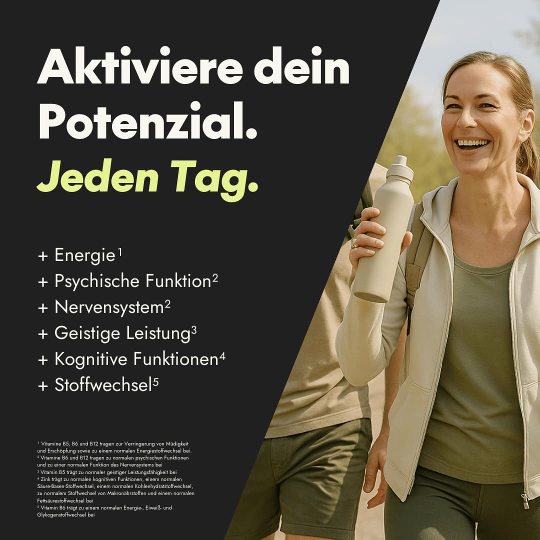 serotalin Active Brain Performance ¹ + Griffonia + Vitamin D3 High Dose +B12 +B6 +L-Phenylalanine + Zinc + Chrome + Caffeine | 100% Vegan & Made in Germany | 2 Months | 60 Capsules