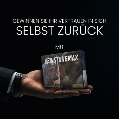 LEINSTUNGMAX Extra starke Stärkungskapseln für aktive Männer. 4 Kapseln hochdosierter reiner Ginseng-Extrakt zur sofortigen Unterstützung leidenschaftlicher Momente des Mannes | 100% natürlich