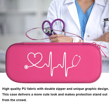 BOVKE Stethoskop Tasche für 3M Littmann Classic III, Lightweight II S.E, Kardiologie IV, MDF Acoustica Lightweight Stethoskope - Extra Tasche passend für Schwesternzubehör für die, Weiß Rosegold