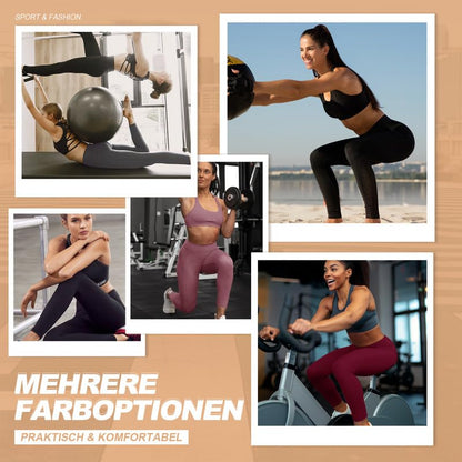 Gayhay Leggings, Women's High-Waist Sports Leggings with Pockets, Black Sports Leggings, Long Sports Trousers, Tummy Control Opaque Fitness Trousers, Yoga and Gym Leggings, Running Trousers