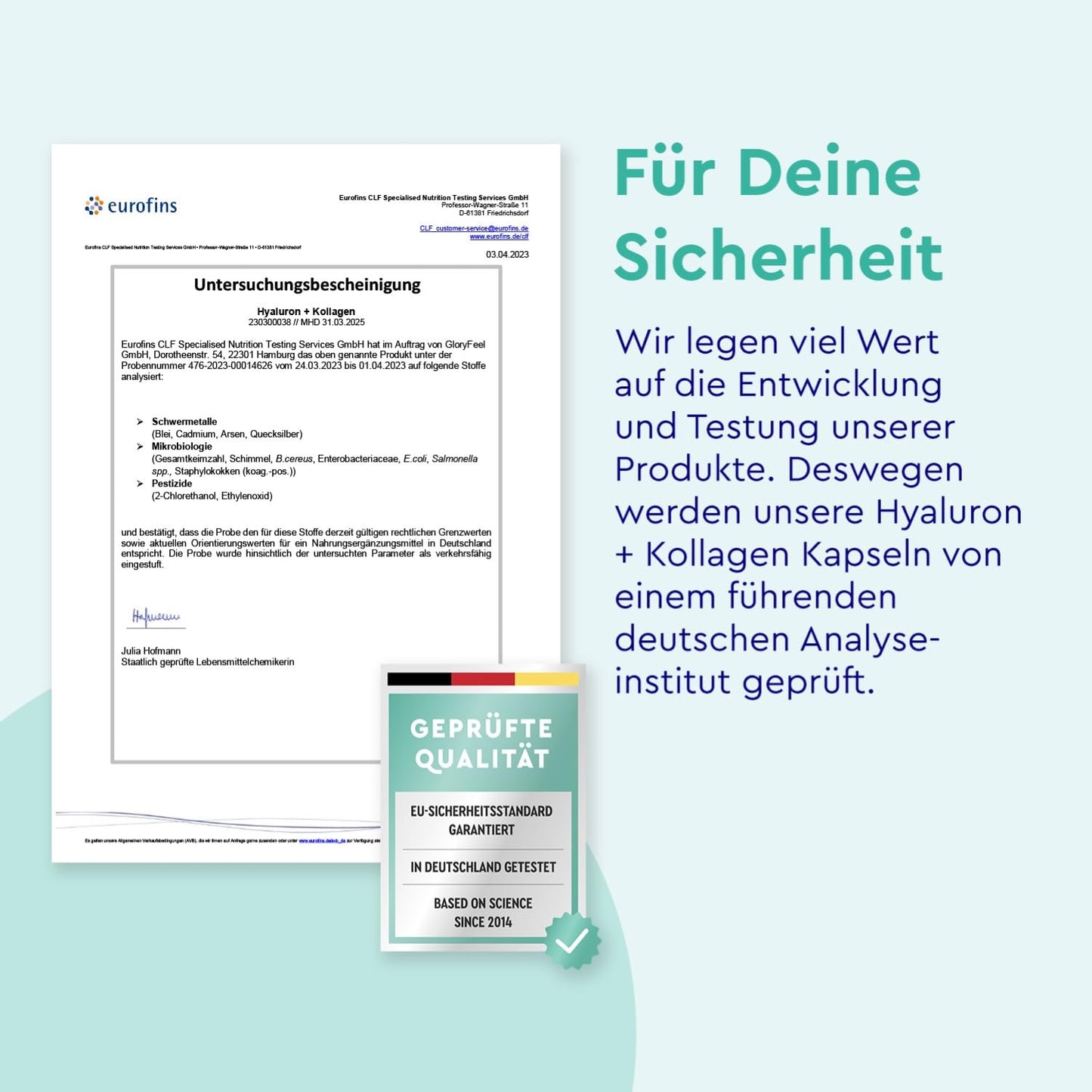 Hyaluronsäure Kollagen Komplex - 180 Kapseln - Mit Biotin, Vitamin C (aus Acerola), Zink, Selen & Bambusextrakt - Für Haut, Haare, Nägel - Hoch bioverfügbar - Laborgeprüft