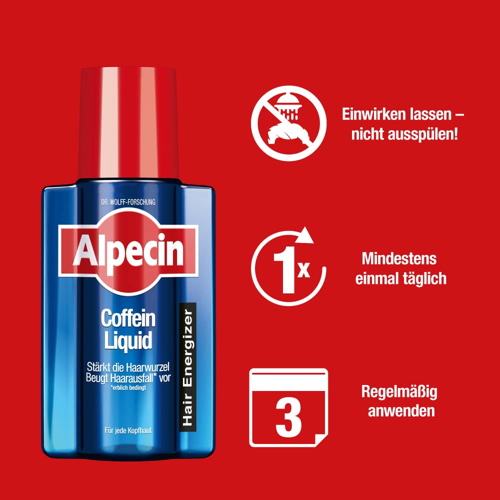 Alpecin Caffeine Shampoo C1 + Alpecin Caffeine Liquid in Set - 1 x 250 ml + 1 x 200 ml - The Hair Energiser Set of Shampoo and Hair Water Against Hereditary Hair Loss in Men