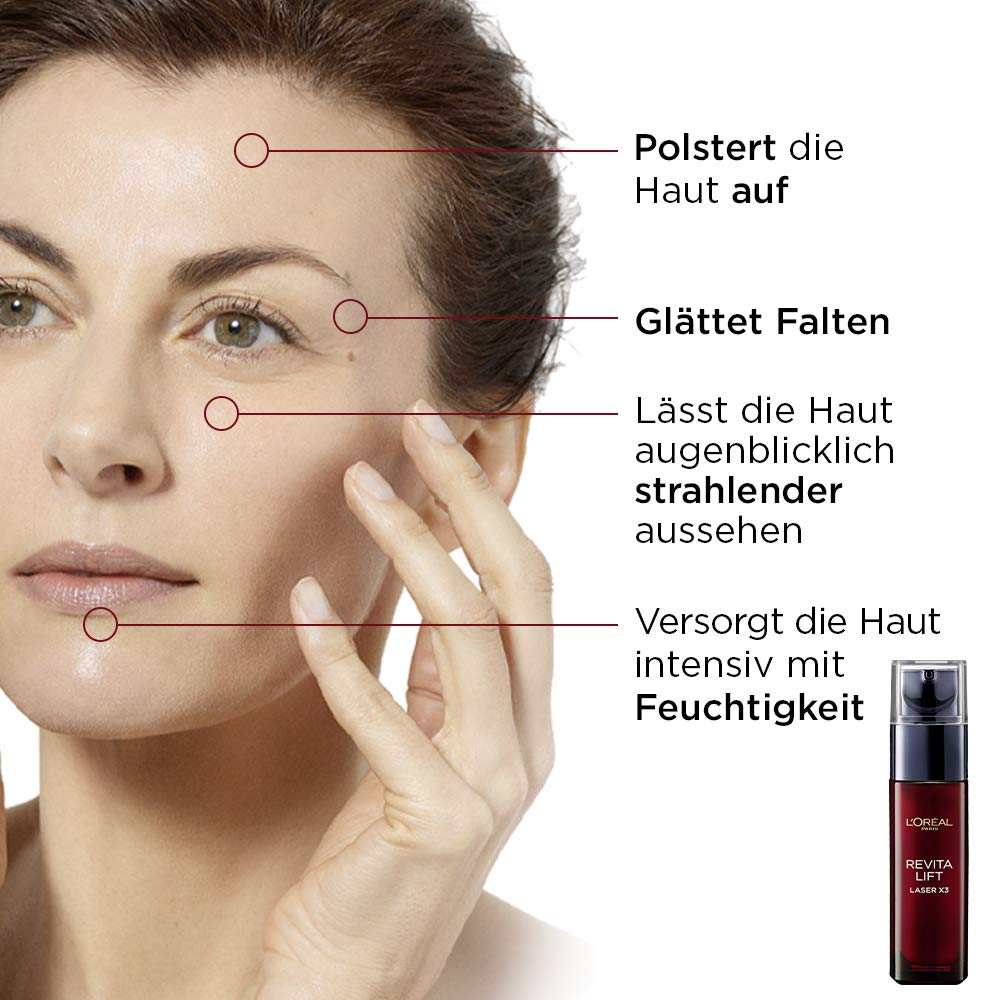 L'Oréal Paris Revitalift Laser X3, Anti-ageing Face Care with Triple Effect, with Hyaluronic Acid, 30 ml
