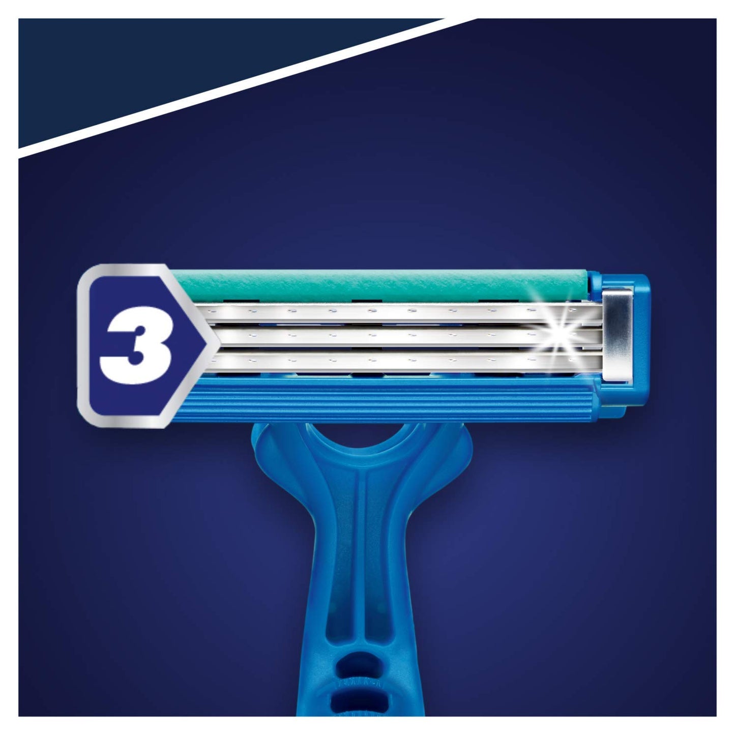 Gillette Blue3 Simple Men's Disposable Razor, 8 Razors with Triple Blade, Wet Razor with Fixed Blade Head, Moisture Strips