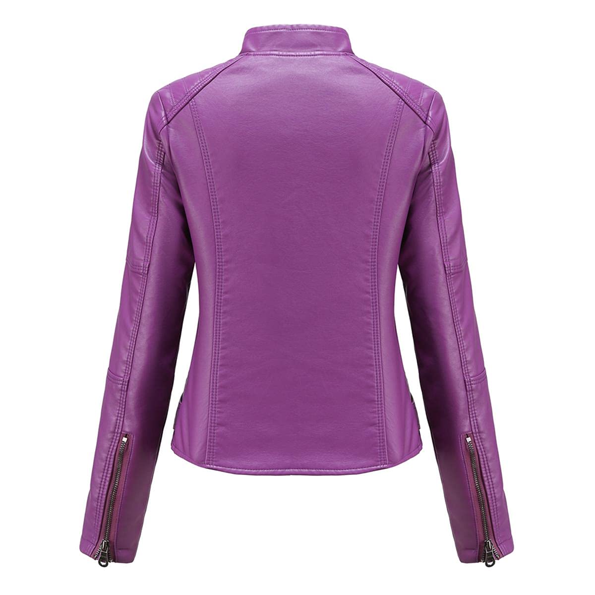 Yynuda Leather Jacket, Women's Short Jacket, Transition Jacket Made of Faux Leather, with Zip, For Autumn