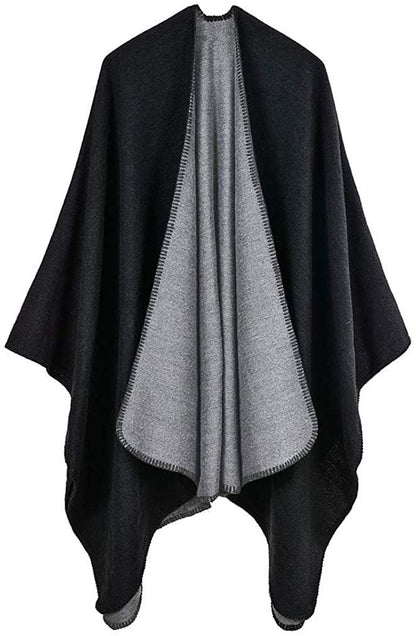 Shmily Girl Poncho Damen Strick Poncho Winter Warm Elegant Poncho Decke Poncho Cape Mantel Übergroße Poncho Schal Frauen