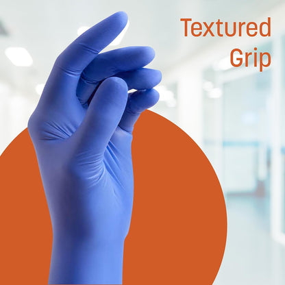 Caring Nitrile Exam Gloves, Blue, Powder-Free, Disposable Gloves for Medical Care, First Aid, Cleaning, Food Prep