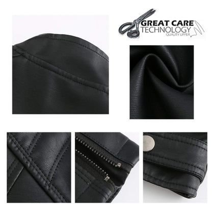 Yynuda Leather Jacket, Women's Short Jacket, Transition Jacket Made of Faux Leather, with Zip, For Autumn