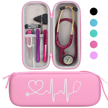 BOVKE Stethoskop Tasche für 3M Littmann Classic III, Lightweight II S.E, Kardiologie IV, MDF Acoustica Lightweight Stethoskope - Extra Tasche passend für Schwesternzubehör für die, Weiß Rosegold