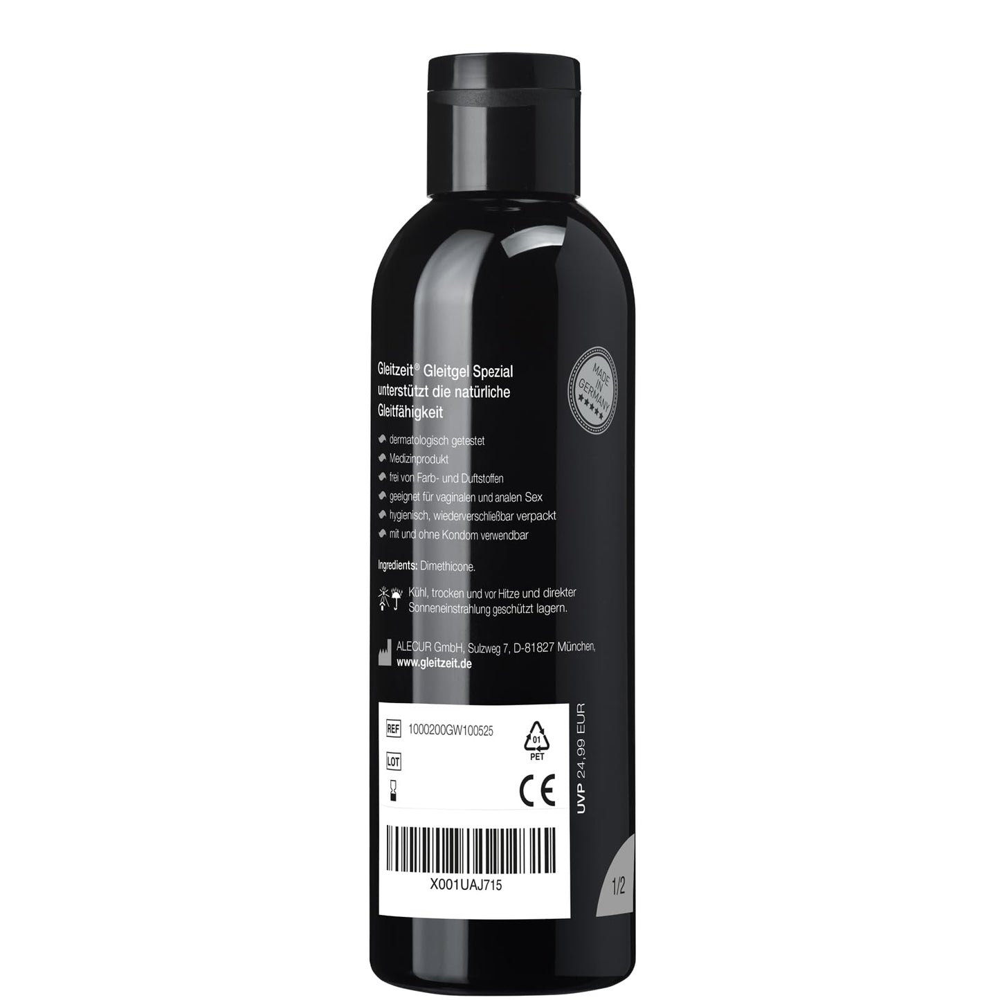 Gleitzeit® Gleitgel wasserbasiert (250ml) PREMIUM Gleitmittel sensitives Intimgel
