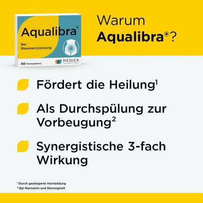 Aqualibra 60 Filmtabletten - bei Blasenentzündung & Harnwegsinfektion - ohne Antibiotika - pflanzlich - ab 12 Jahre