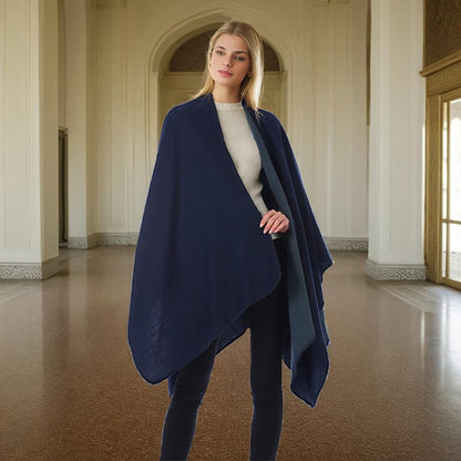 Shmily Girl Poncho Damen Strick Poncho Winter Warm Elegant Poncho Decke Poncho Cape Mantel Übergroße Poncho Schal Frauen