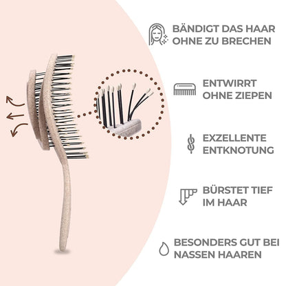 Ninabella Hair Brush without Pulling - Brush for Men and Women - Detangler Brush Also for Curls & Long Hair - Detangling Brush Hair Brushes - Black