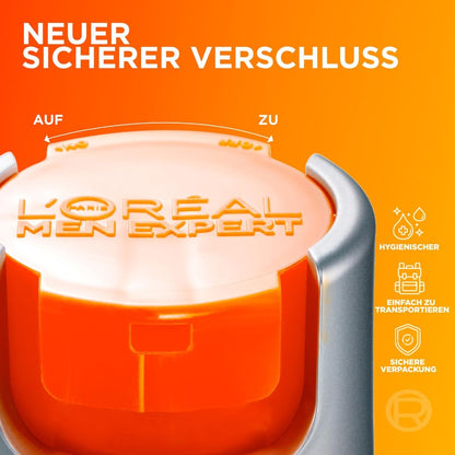 L'Oréal Men Expert Pflegeset gegen müde Haut für Männer, Geschenkset mit Waschgel und Gesichtscreme 24H Anti-Müdigkeit, Geschenke für Herren mit Vitamin C, Hydra Energy, 1 x 100 ml, 1 x 50 ml