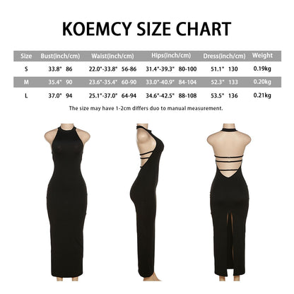 Women's Sexy Backless Dress Halterneck Knee-Length Evening Dress Sleeveless Bodycon Party Dress Summer Dress