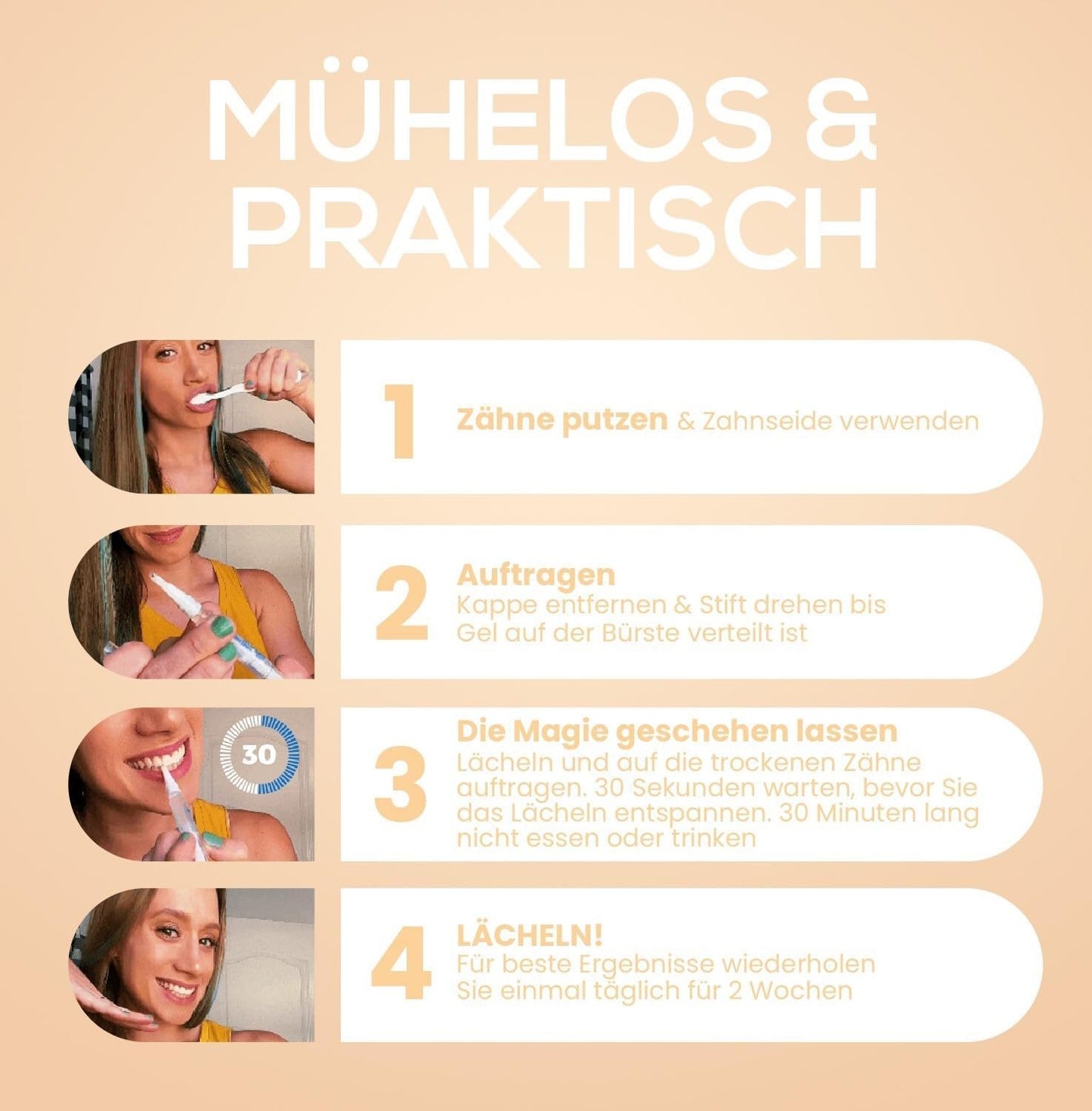 2 x Venus Visage Teeth Whitening Pen, 20+ Teeth Whitening Applications, Pain-free Teeth Bleaching for White Teeth, Quick Whitening, Gentle & Tooth-Friendly Bleaching (2 Pack, Mint)