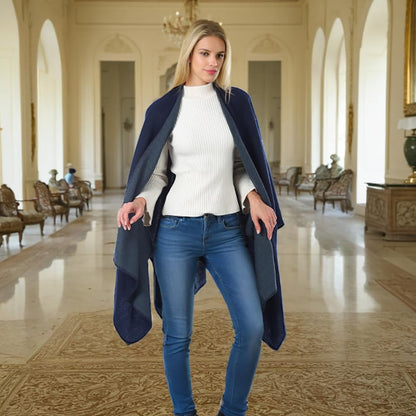 Shmily Girl Poncho Damen Strick Poncho Winter Warm Elegant Poncho Decke Poncho Cape Mantel Übergroße Poncho Schal Frauen