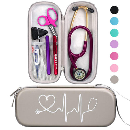 BOVKE Stethoskop Tasche für 3M Littmann Classic III, Lightweight II S.E, Kardiologie IV, MDF Acoustica Lightweight Stethoskope - Extra Tasche passend für Schwesternzubehör für die, Weiß Rosegold