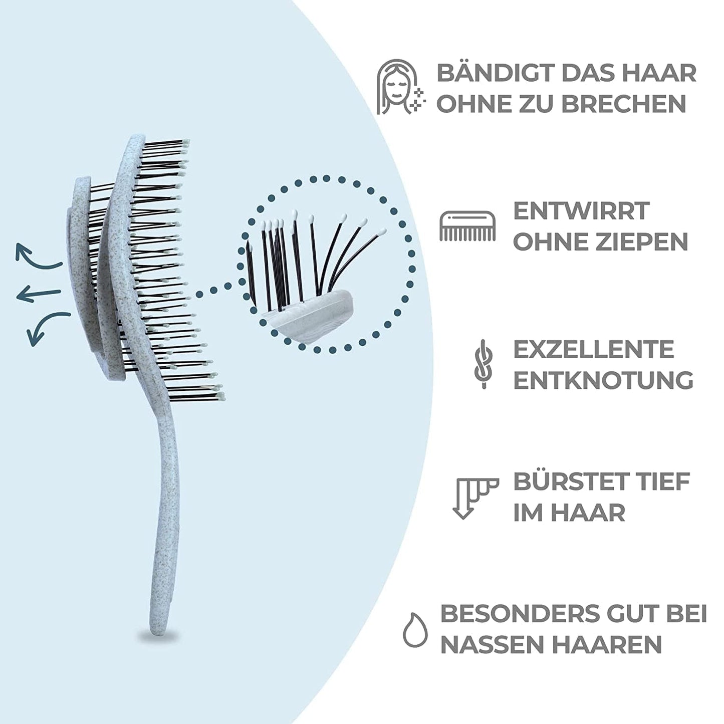 Ninabella Hair Brush without Pulling - Brush for Men and Women - Detangler Brush Also for Curls & Long Hair - Detangling Brush Hair Brushes - Black