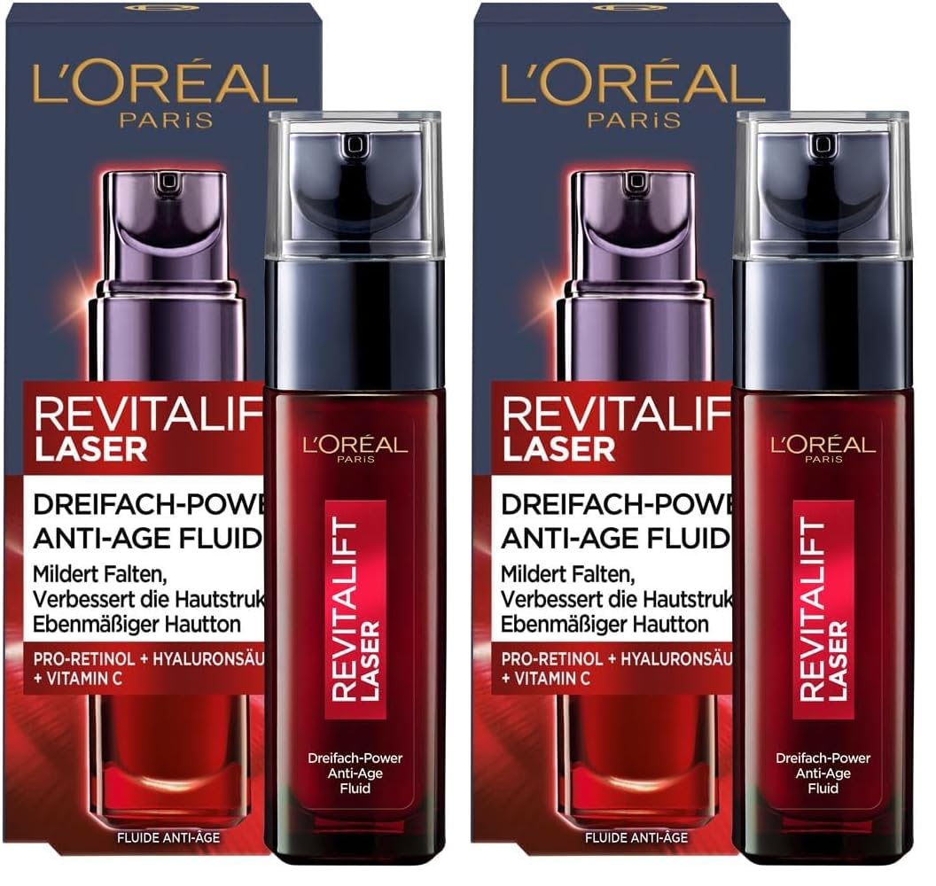 L'Oréal Paris Revitalift Laser X3, Anti-ageing Face Care with Triple Effect, with Hyaluronic Acid, 30 ml