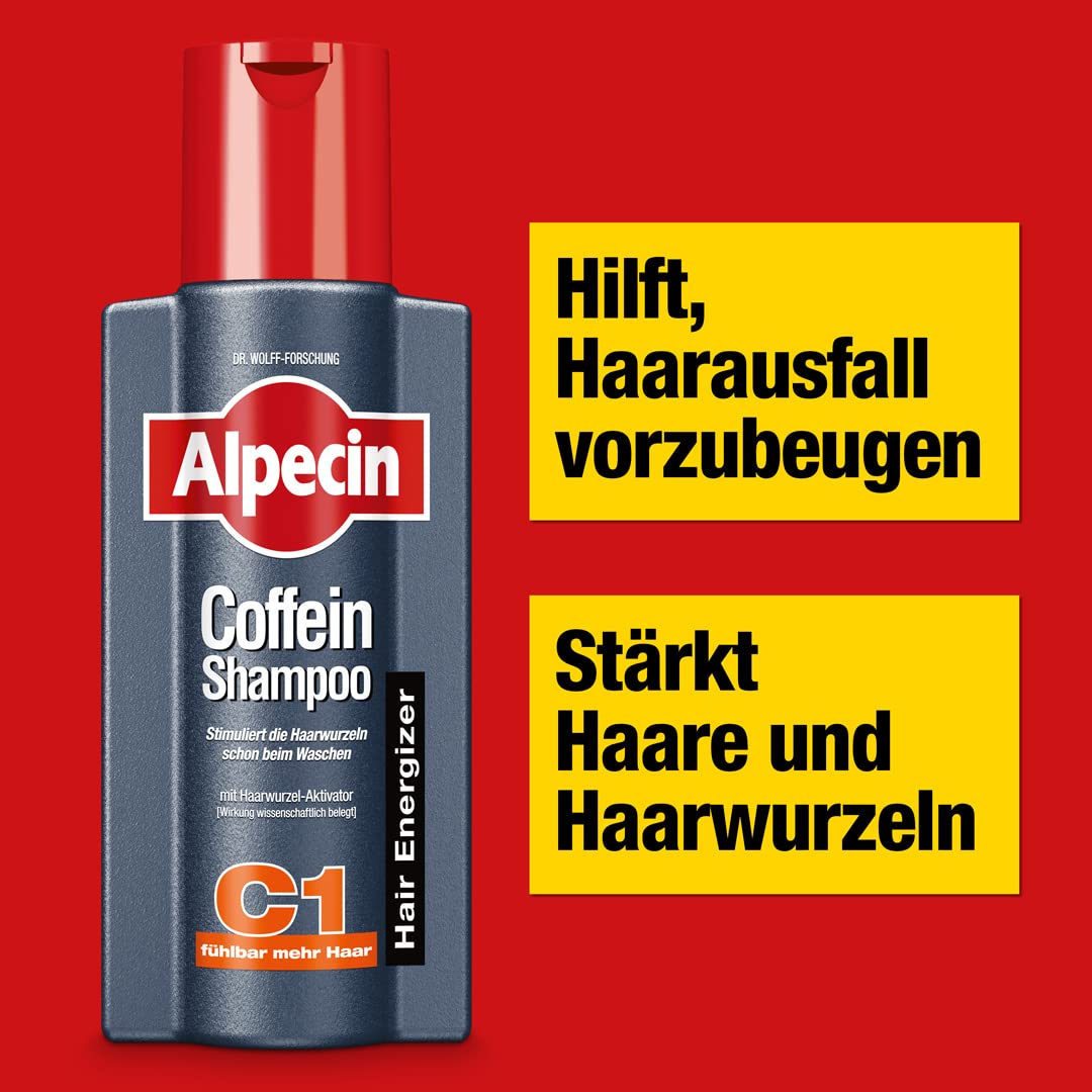Alpecin Caffeine Shampoo C1 + Alpecin Caffeine Liquid in Set - 1 x 250 ml + 1 x 200 ml - The Hair Energiser Set of Shampoo and Hair Water Against Hereditary Hair Loss in Men