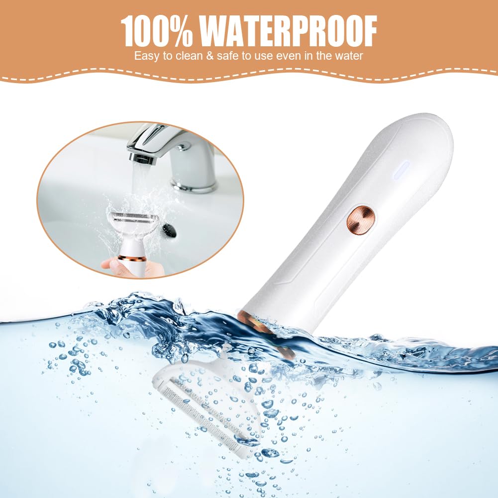 ACWOO Electric Shaver for Women, 4-in-1 Electric Women's Razor, Painless Intimate Shaver for Women, Hair Trimmer for Face, Nose, Armpits, Intimate Area, Bikini Area, USB Charging