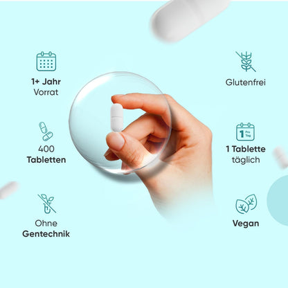 Calcium Magnesium Zinc - 400 Tablets 1+ Year - Magnesium, Vitamin D3, K2, Boron, Selenium, Copper - 500 mg Calcium - Vegan - 1 Tablet Per Day - Gluten Free - Alternative to Capsules - WeightWorld