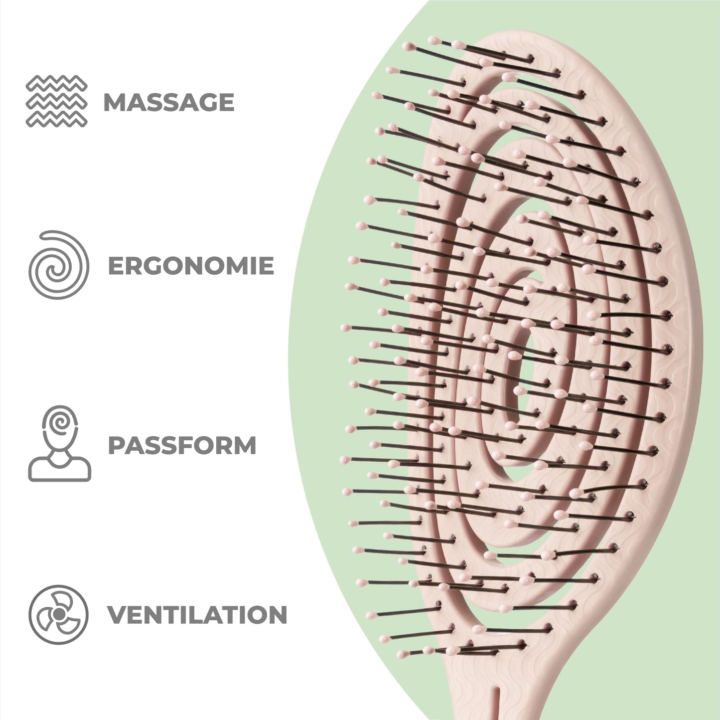 Ninabella Hair Brush without Pulling - Brush for Men and Women - Detangler Brush Also for Curls & Long Hair - Detangling Brush Hair Brushes - Black