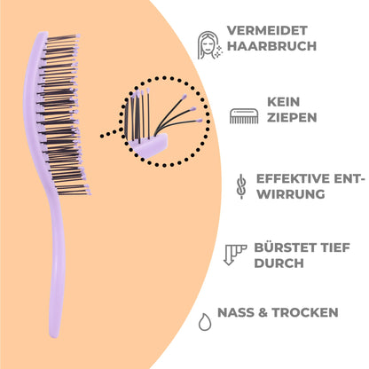 Ninabella Hair Brush without Pulling - Brush for Men and Women - Detangler Brush Also for Curls & Long Hair - Detangling Brush Hair Brushes - Black