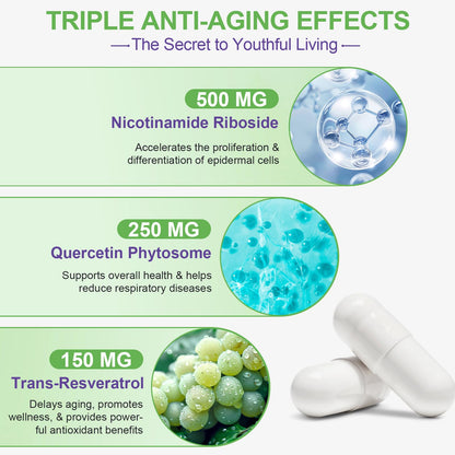 NAD+ Dietary Supplement with Resveratrol for Healthy Aging, Immunity and Cell Repair