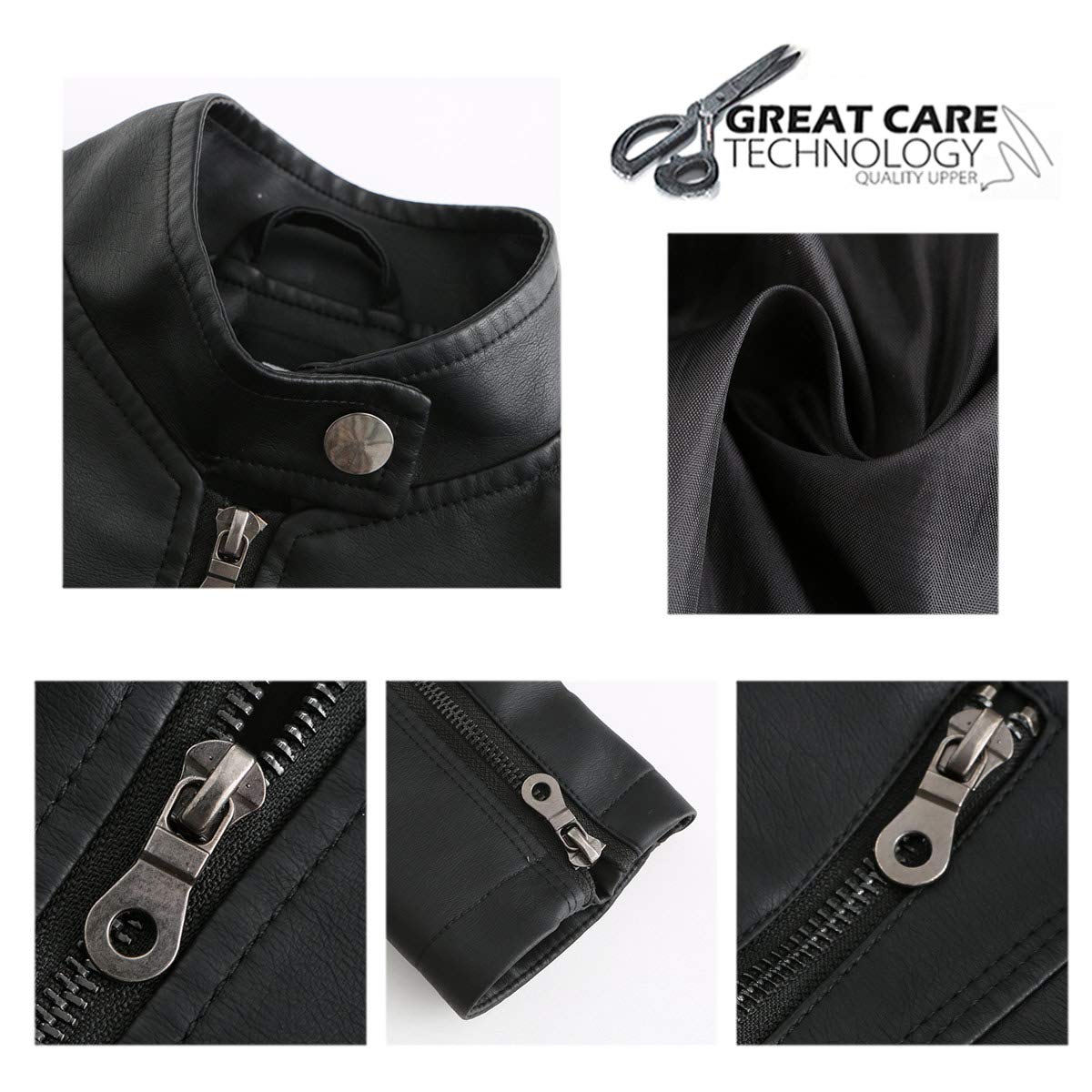 Yynuda Leather Jacket, Women's Short Jacket, Transition Jacket Made of Faux Leather, with Zip, For Autumn