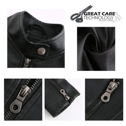 Yynuda Leather Jacket, Women's Short Jacket, Transition Jacket Made of Faux Leather, with Zip, For Autumn