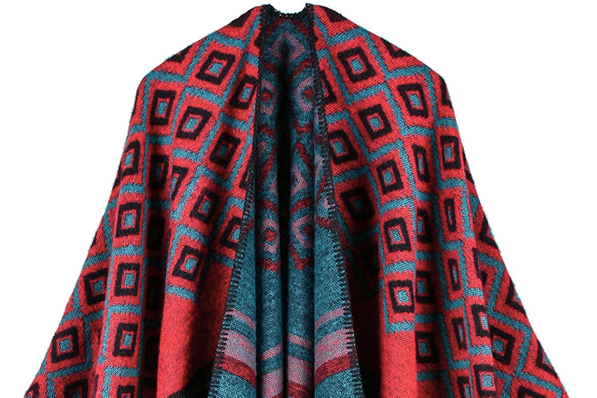 Shmily Girl Poncho Damen Strick Poncho Winter Warm Elegant Poncho Decke Poncho Cape Mantel Übergroße Poncho Schal Frauen