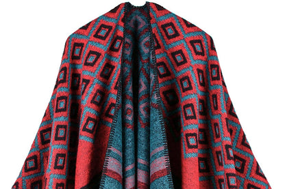 Shmily Girl Poncho Damen Strick Poncho Winter Warm Elegant Poncho Decke Poncho Cape Mantel Übergroße Poncho Schal Frauen