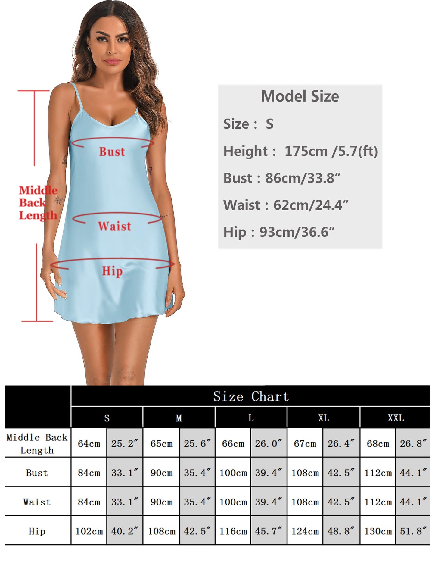 Litherday Negligee Women's Sexy Babydoll Short Satin Nightdress V-Neck Night Dress Summer Sleepwear Sleepwear Pack of 2