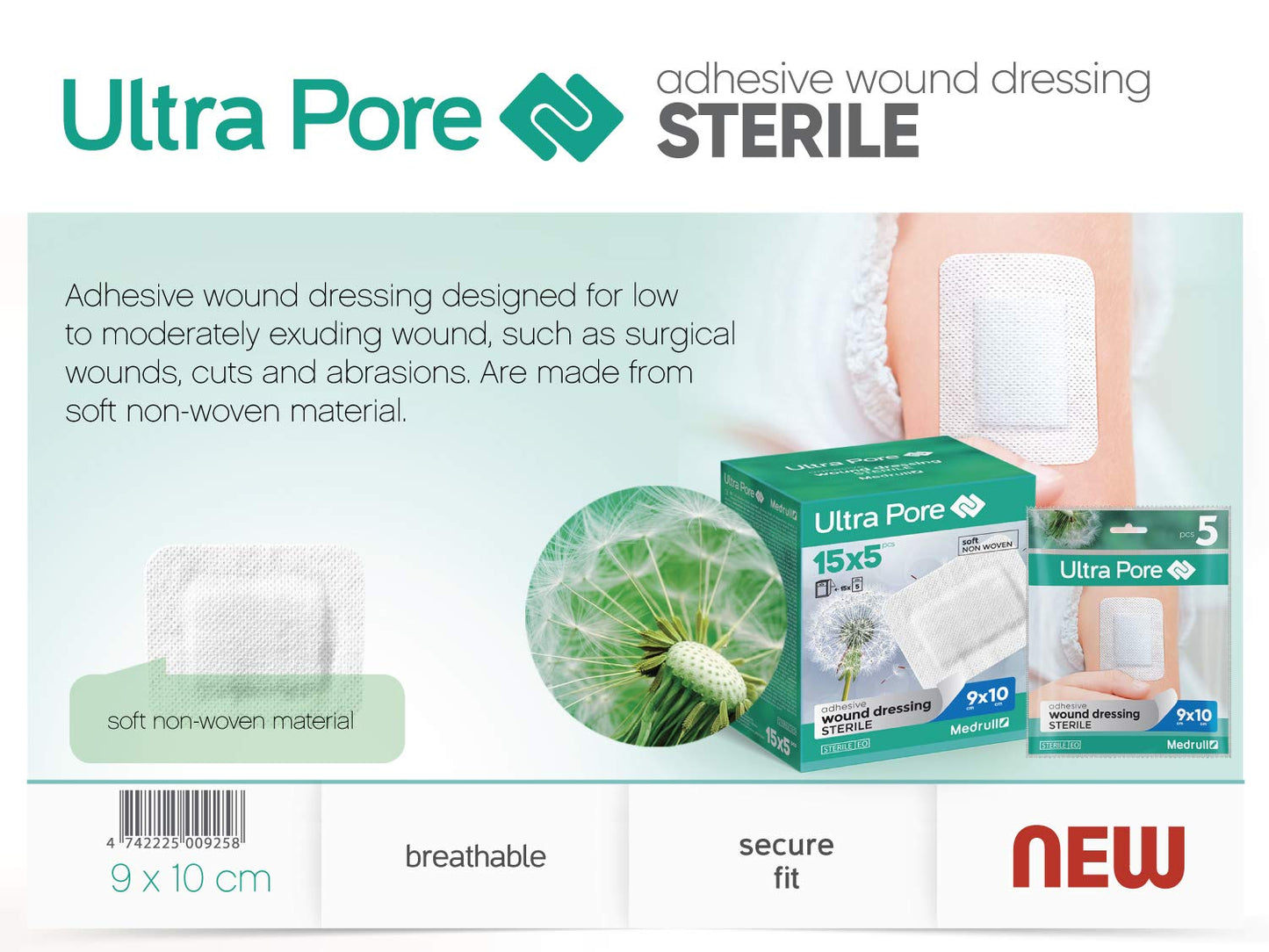 Medrull Steriler Wundverband 6x7 cm Sterile Wundpflaster ULTRA PORE Starke Klebekraft - Schützt bei Schnittwunden & Kratzern Pflaster Einzeln verpackt 50 Stück