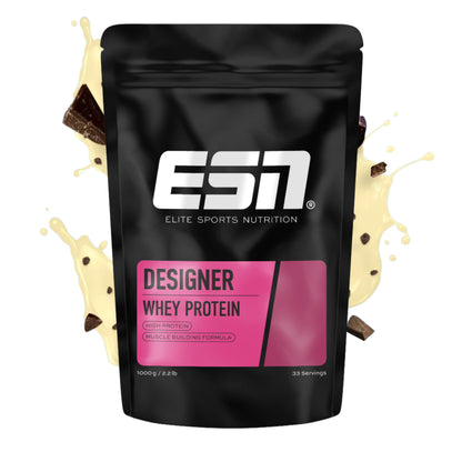 ESN Premium Designer Whey Protein Pulver, Cherry Yogurt, 1 kg, bis zu 23 g Protein pro Portion, ideal zum Muskelaufbau und -erhalt - made in Germany