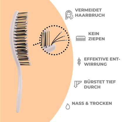 Ninabella Hair Brush without Pulling - Brush for Men and Women - Detangler Brush Also for Curls & Long Hair - Detangling Brush Hair Brushes - Black