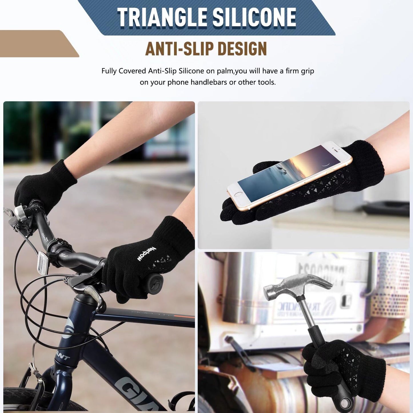 Nertpow Mütze, Schal & Handschuh-Sets für Damen Herren,Touchscreen Handschuhe Winter Beanie Mütze Stricken mit Fleece Gefüttert Schal Halswärmer Geschenk Set