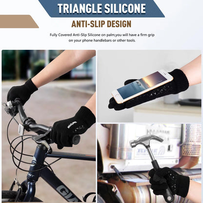 Nertpow Mütze, Schal & Handschuh-Sets für Damen Herren,Touchscreen Handschuhe Winter Beanie Mütze Stricken mit Fleece Gefüttert Schal Halswärmer Geschenk Set