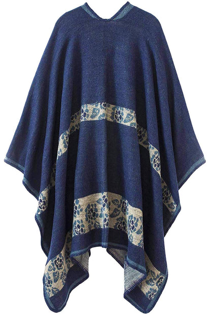 Shmily Girl Poncho Damen Strick Poncho Winter Warm Elegant Poncho Decke Poncho Cape Mantel Übergroße Poncho Schal Frauen