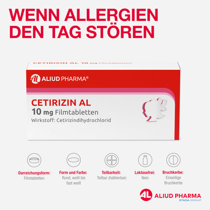 ALIUD PHARMA Cetirizine AL 10 mg, 50 tablets: anti-allergic agent for symptomatic treatment of allergic rhinitis
