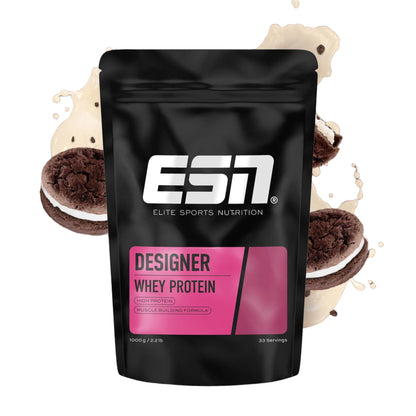 ESN Premium Designer Whey Protein Pulver, Cherry Yogurt, 1 kg, bis zu 23 g Protein pro Portion, ideal zum Muskelaufbau und -erhalt - made in Germany
