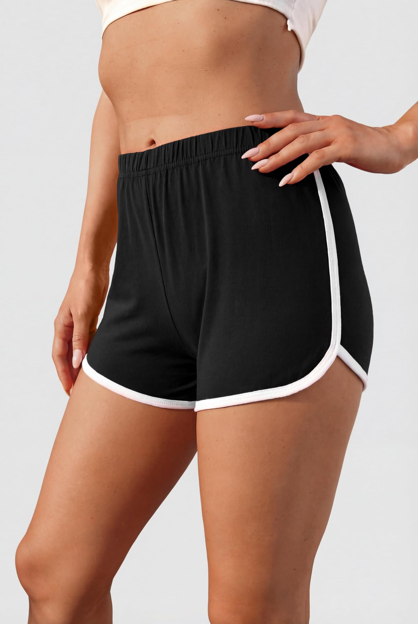 URATOT 2 Pack Women Cotton Gym Yoga Summer Running Sports Dance Shorts with Elastic Waist